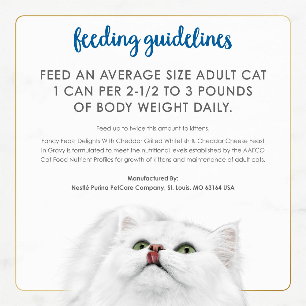 Assortiment de saveurs Fancy Feast Delights, orientation gourmande pour chats.