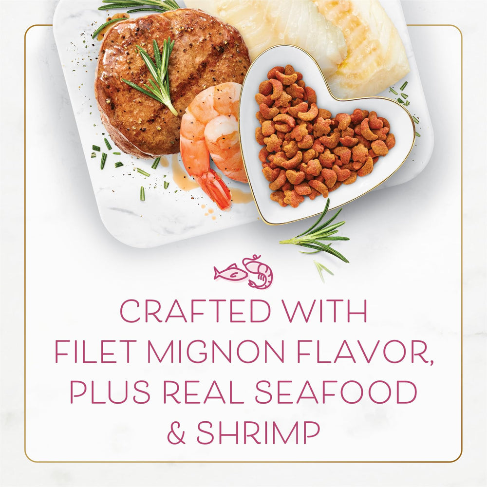 Fancy Feast saveur gourmet filet mignon et fruits de mer, repas savoureux.