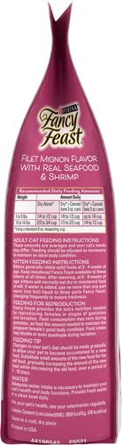 Vitamines et minéraux essentiels dans Fancy Feast Filet Mignon sèche pour chat.