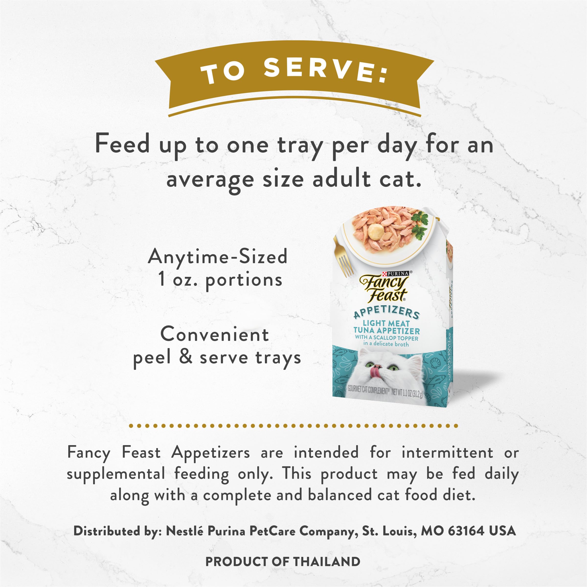 Fancy Feast Garnitures emballage pelable facilite le service sans nettoyage.