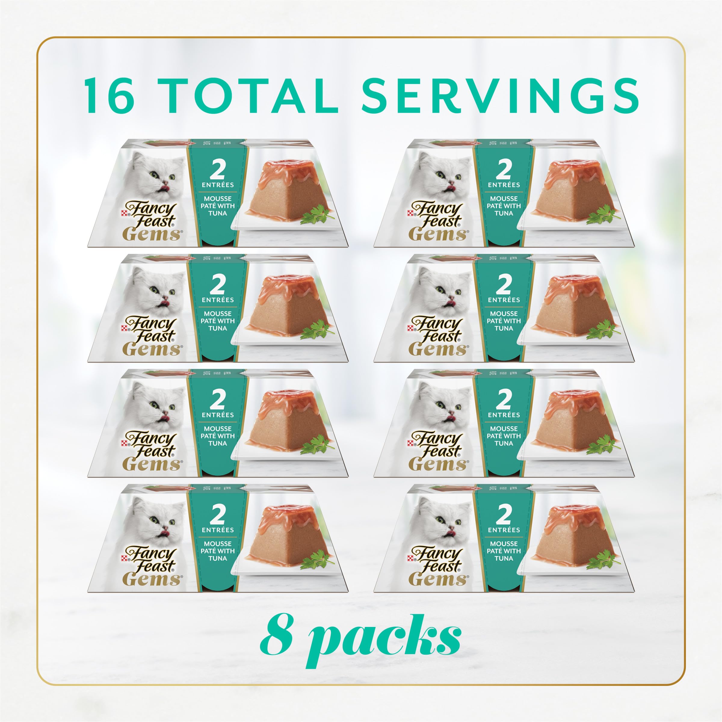 Fancy Feast Gems boîtes 4 oz, format pratique pour un service rapide.