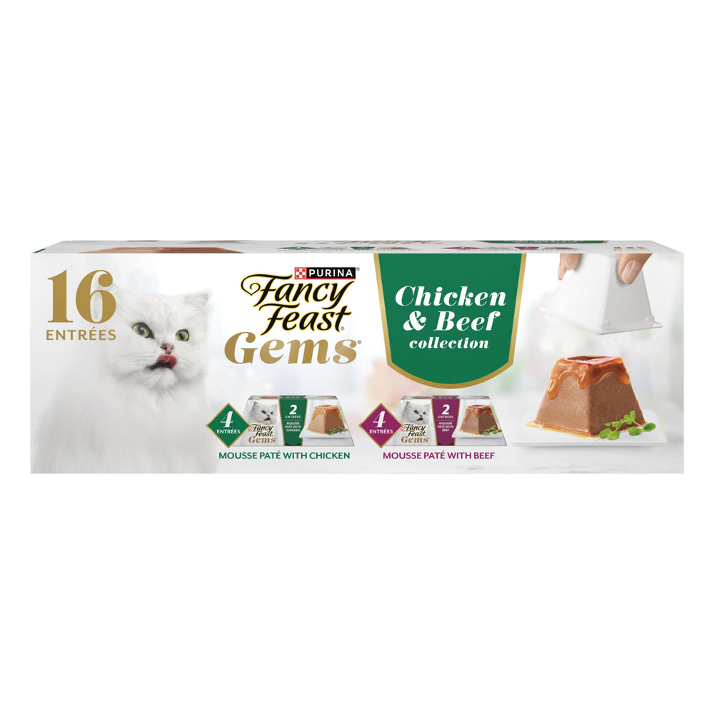 Fancy Feast Gems Pâte mousse poulet : texture onctueuse pour un repas quotidien.