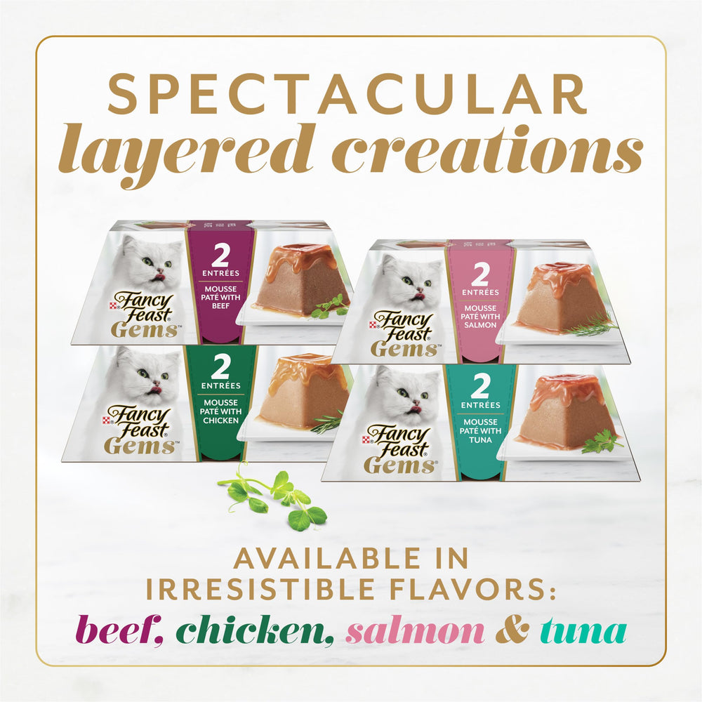 Fancy Feast Gems Pâté saumon, ingrédients de qualité sans conservateurs artificiels.