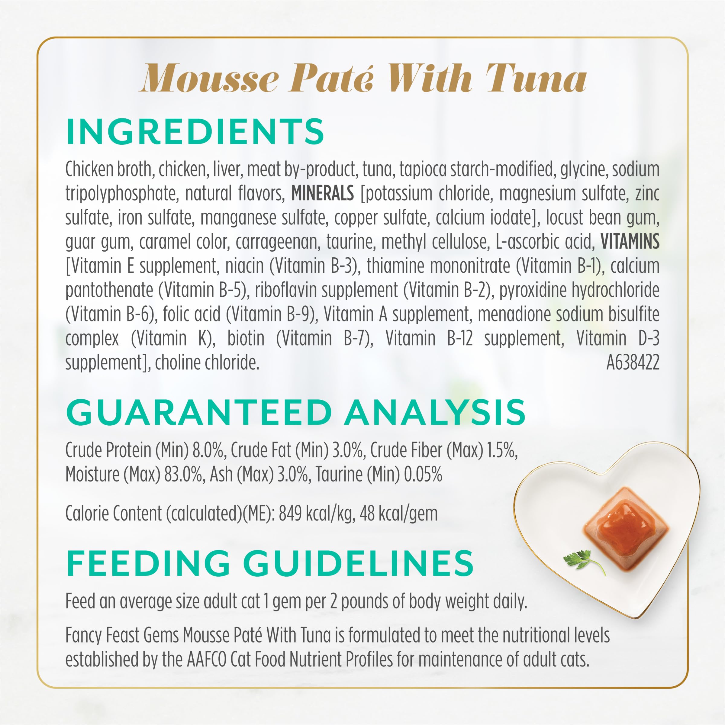 Fancy Feast Gems Pâté saumon, sauce onctueuse en cascade pour une dégustation raffinée.
