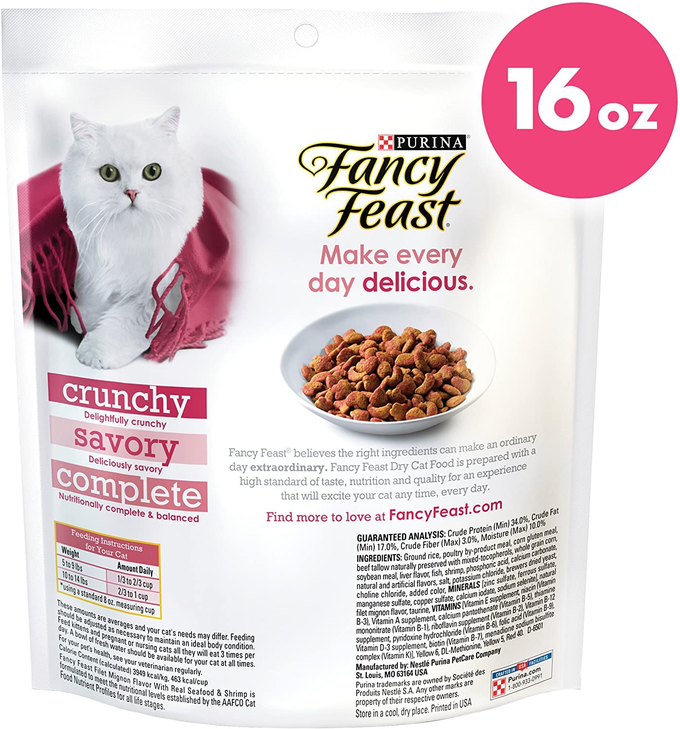 Croquettes croustillantes Fancy Feast Gourmet Gold Filet Mignon pour chat gourmand.