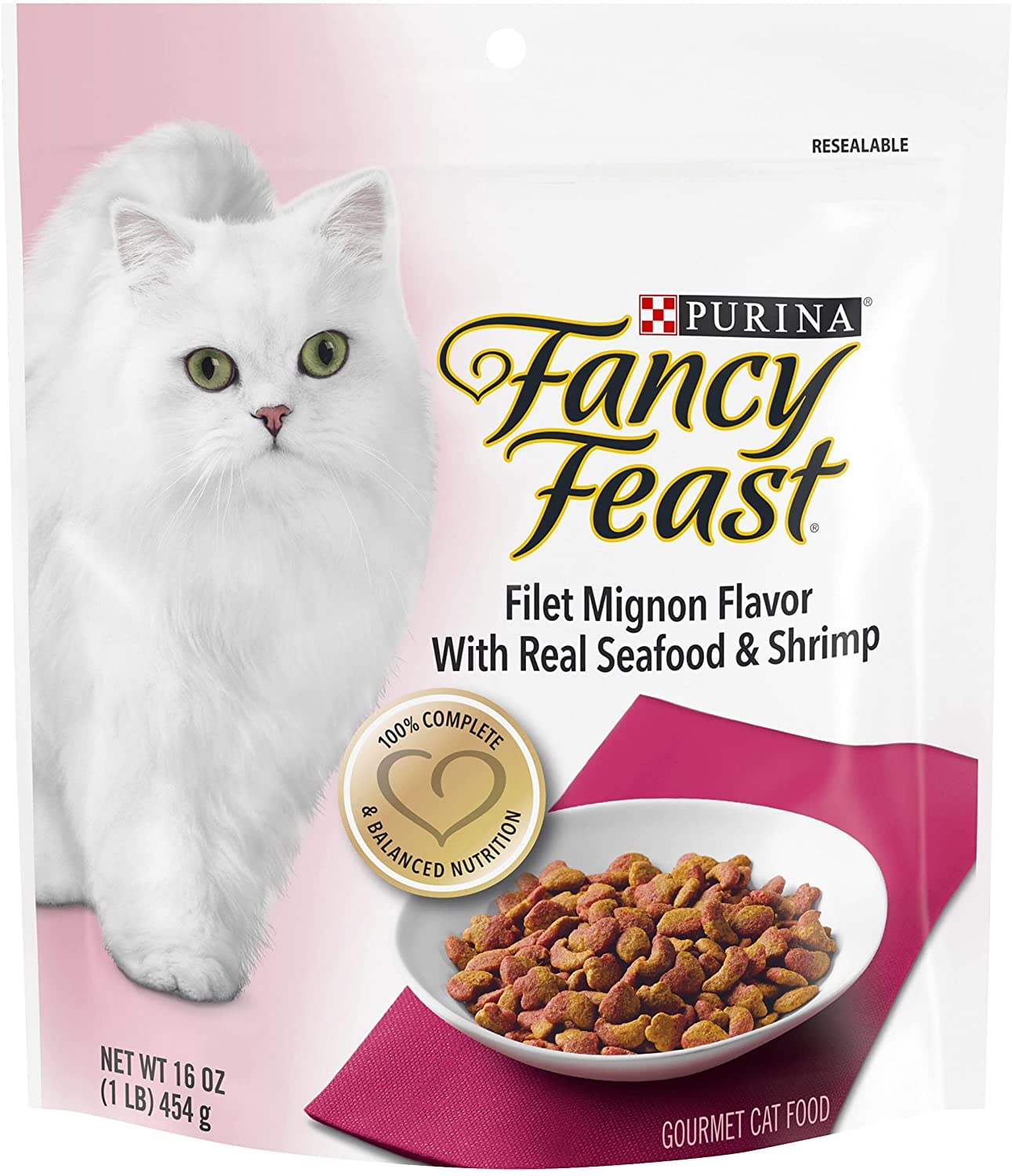 Emballage pratique Fancy Feast Gourmet Gold Filet Mignon pour les repas du chat.