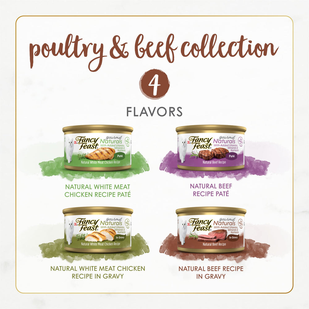 Fancy Feast Gourmet Naturals bœuf pâté 3oz, goût riche pour variété de menus