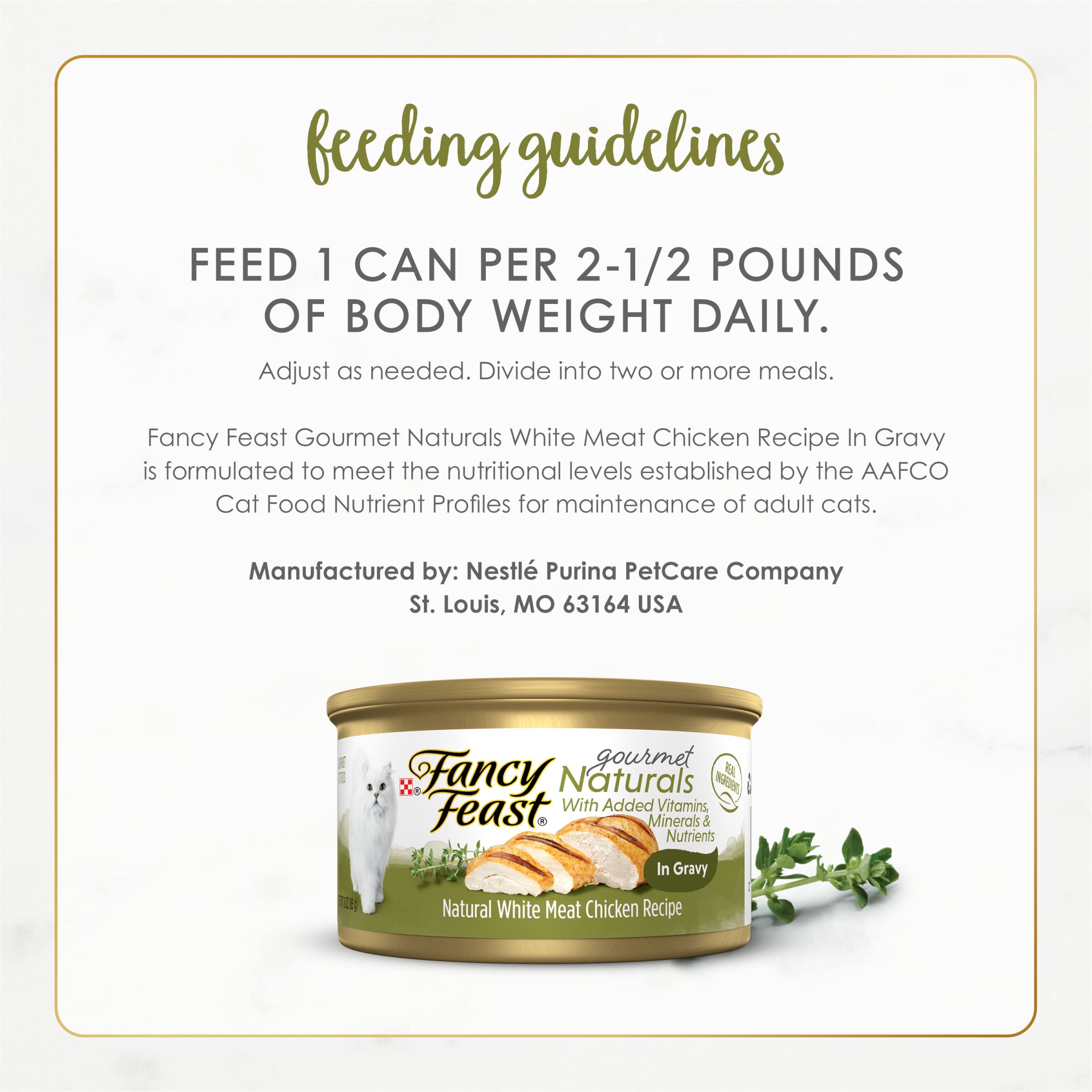 Fancy Feast Gourmet Naturals: protéine de poulet soutenant les muscles du chat.