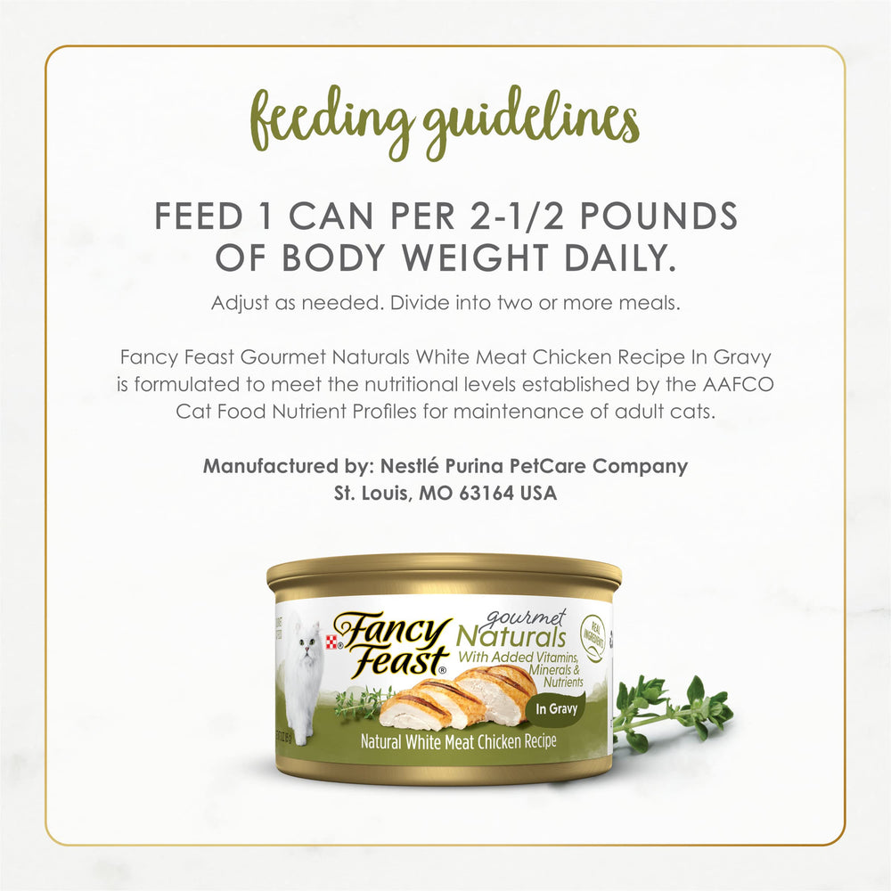 Fancy Feast Gourmet Naturals: protéine de poulet soutenant les muscles du chat.