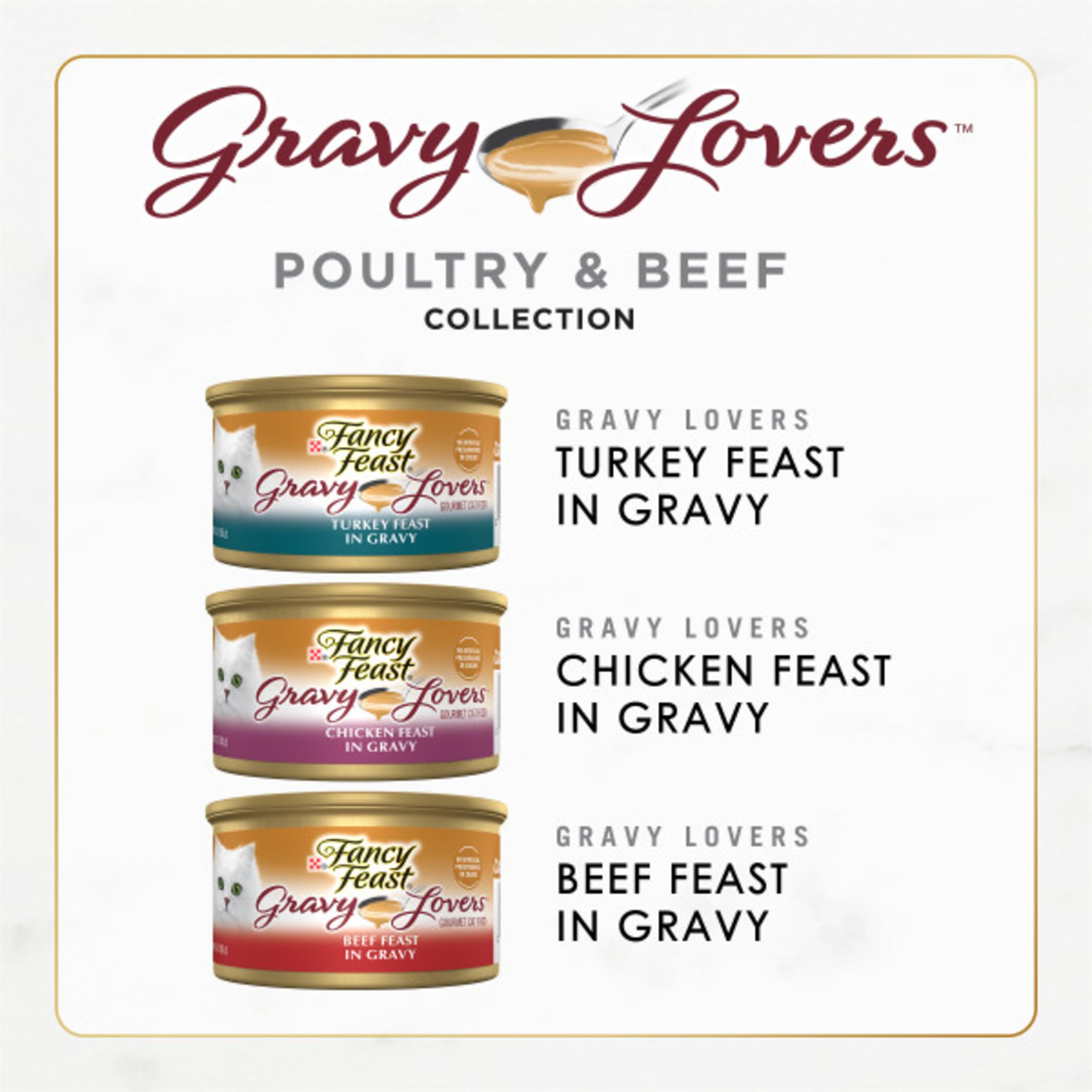 Fancy Feast Gravy Lovers dinde grille en sauce, goût appétissant.