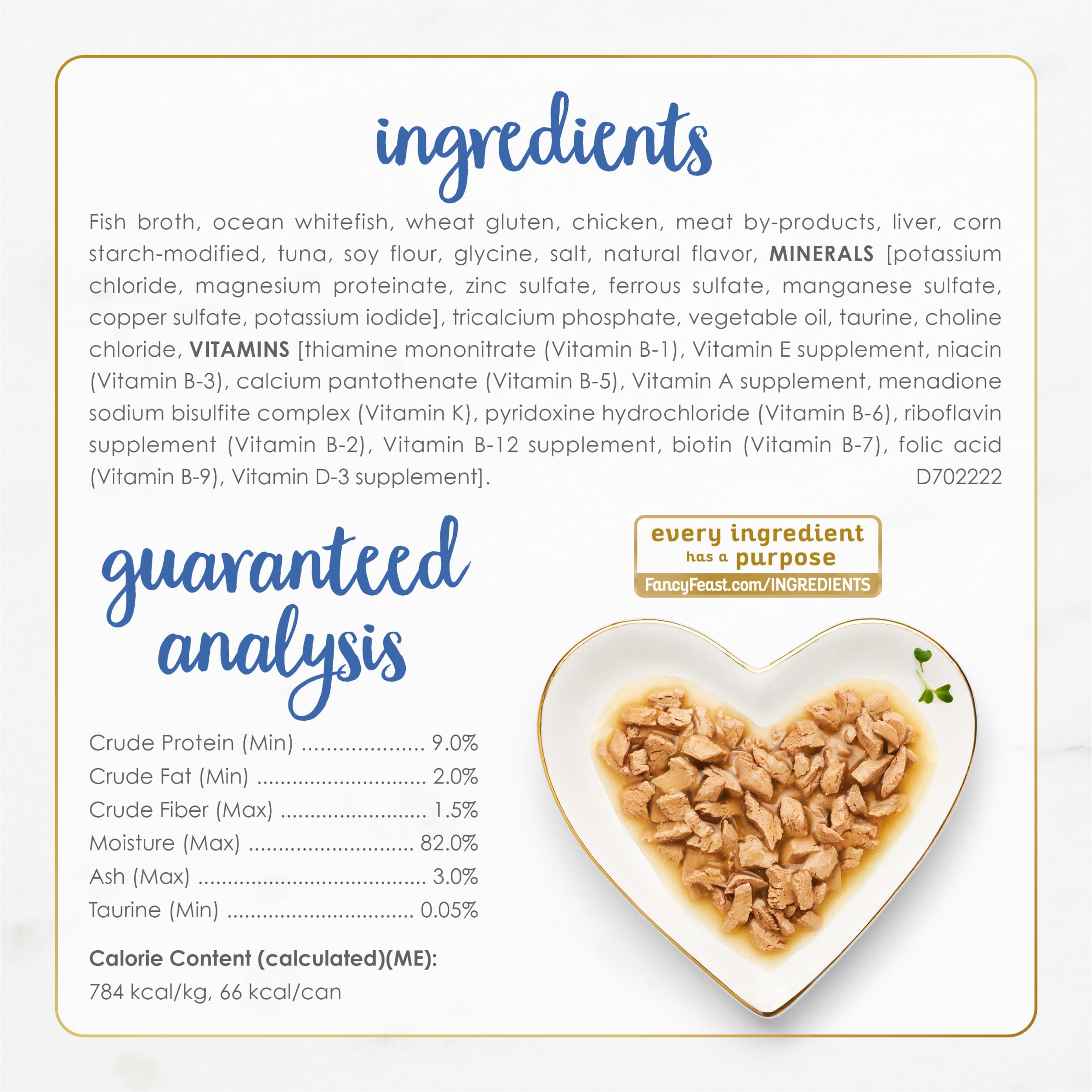 Purina Fancy Feast Gravy Lovers ingredients haute qualite et nutrition complete.