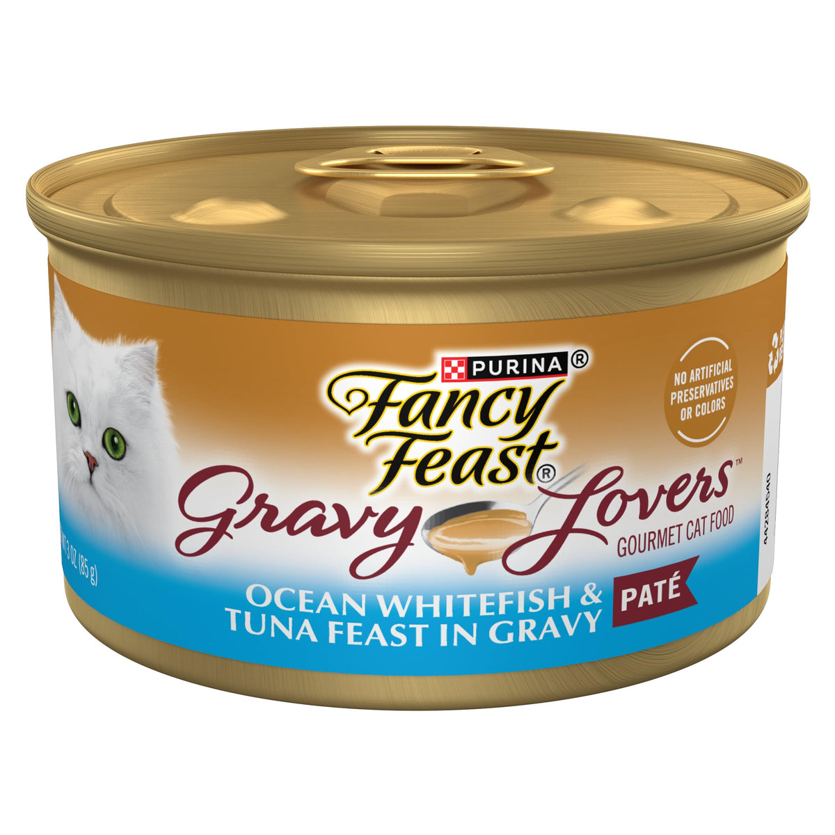 Fancy Feast Gravy Lovers – poisson blanc et thon, pate savoureuse pour repas gourmand.