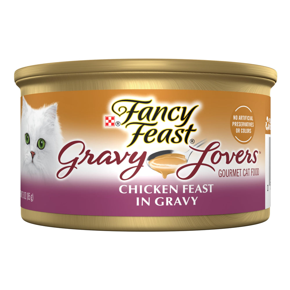 Fancy Feast Gravy Lovers poulet en sauce onctueuse, repas gourmet pour chat.