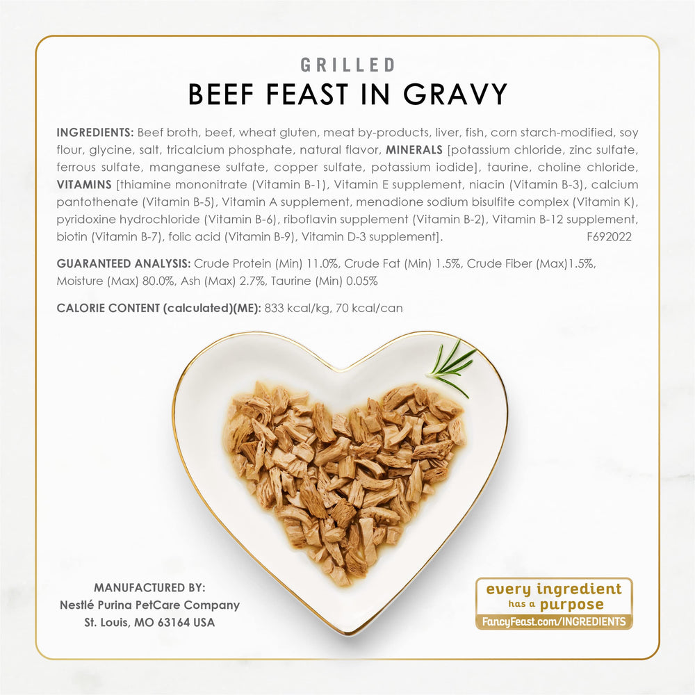 Fancy Feast Grilled: sans colorants artificiels ni conservateurs artificiels.