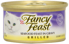 Fancy Feast Grillé Fruits de Mer 3oz boîte ouverte, repas pratique pour chat