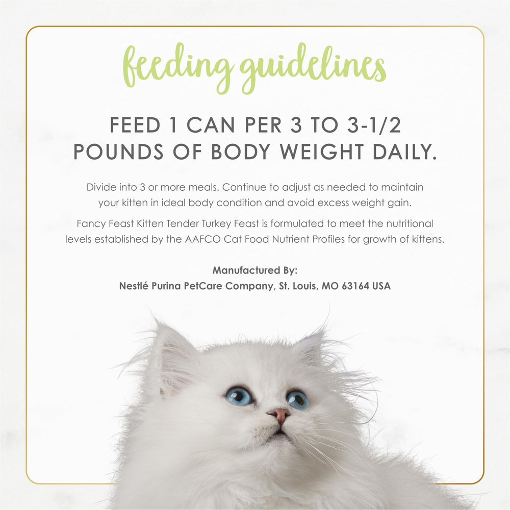 Fancy Feast chaton ingrédients de qualité pour une alimentation humide.