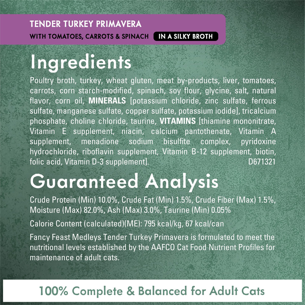 Purina Fancy Feast Medleys assiette-chat dinde, sauce onctueuse.
