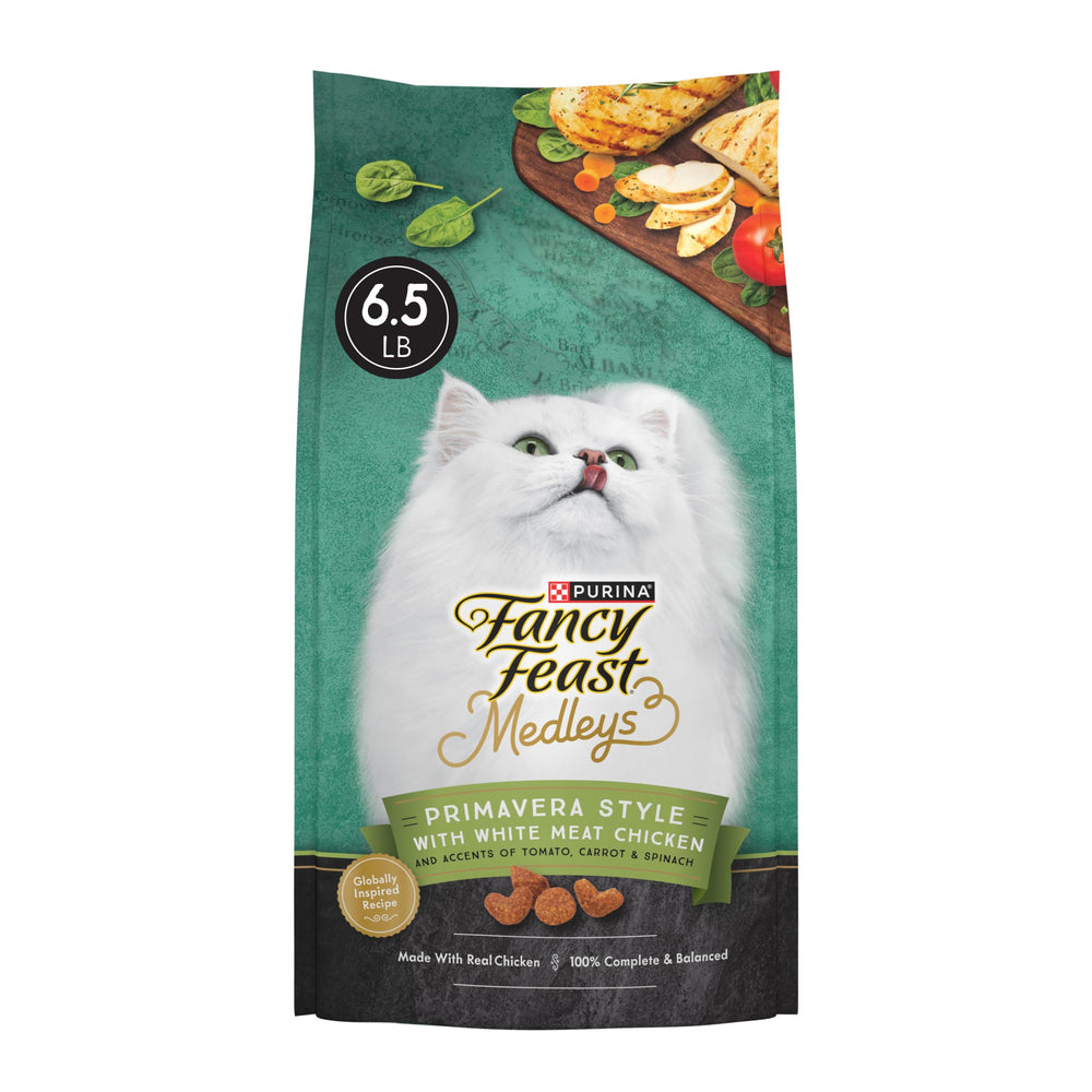 Fancy Feast Medleys Primavera poulet blanc : croquettes savoureuses pour chat.