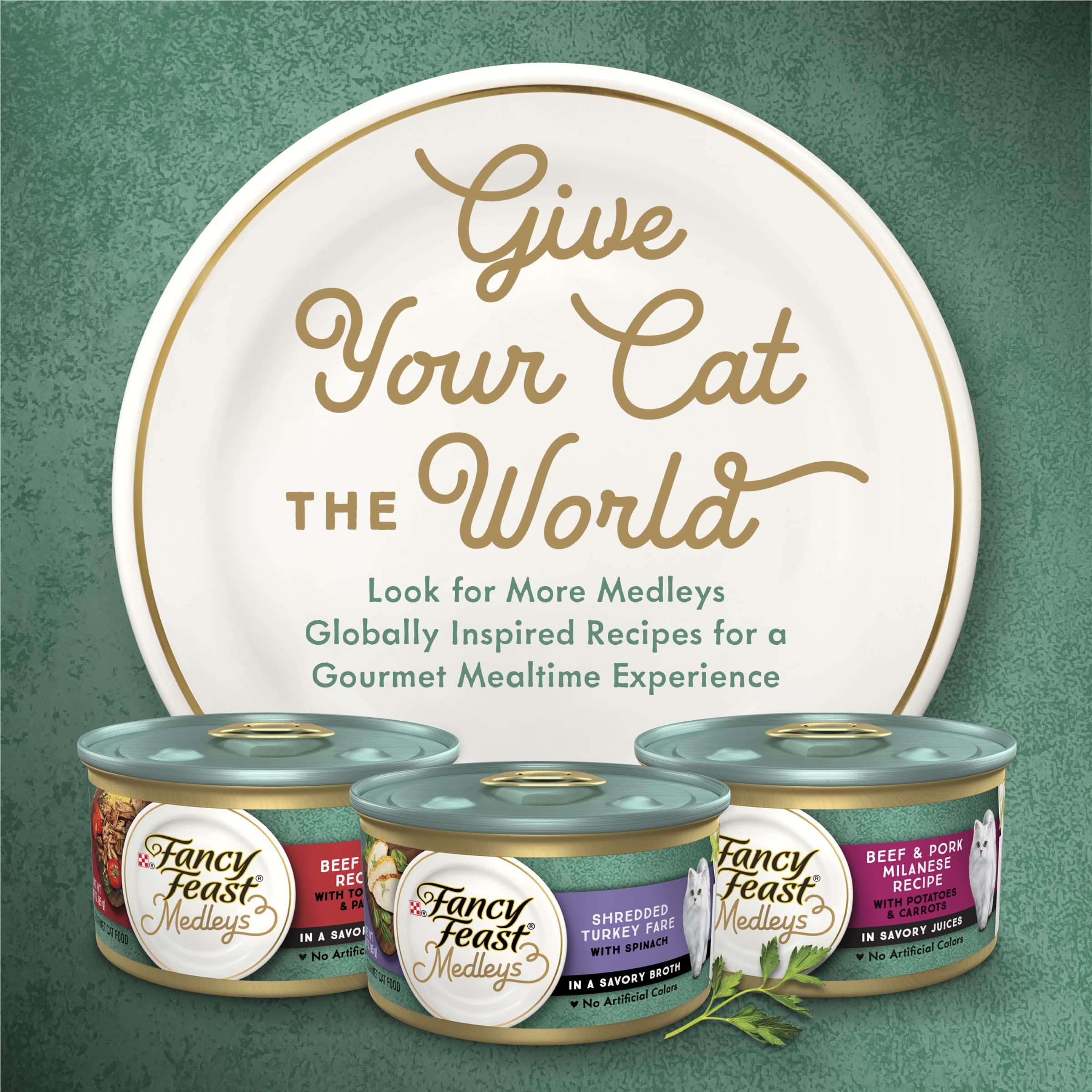 Fancy Feast Medleys saumon-épinards, bouillon riche, texture qui peut éveiller l appétit.