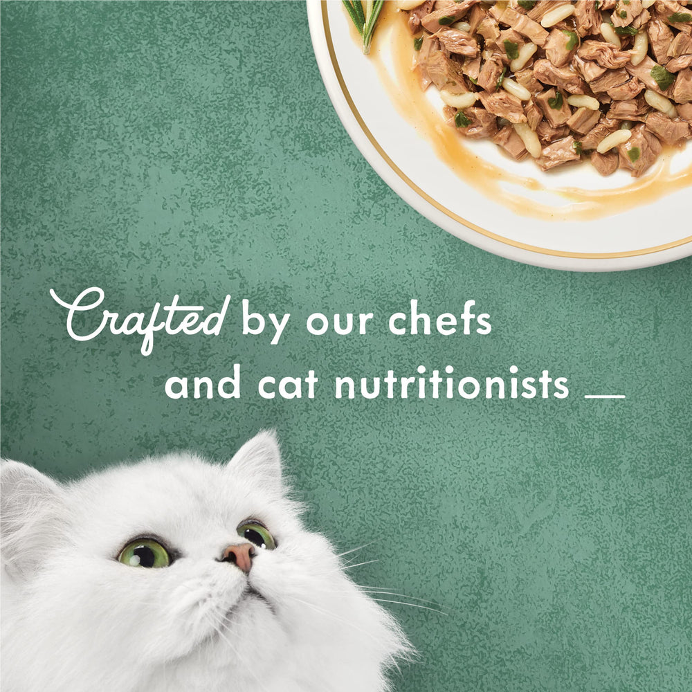 Fancy Feast Medleys Thon Tuscany thon réel et riz dans une ration équilibrée.