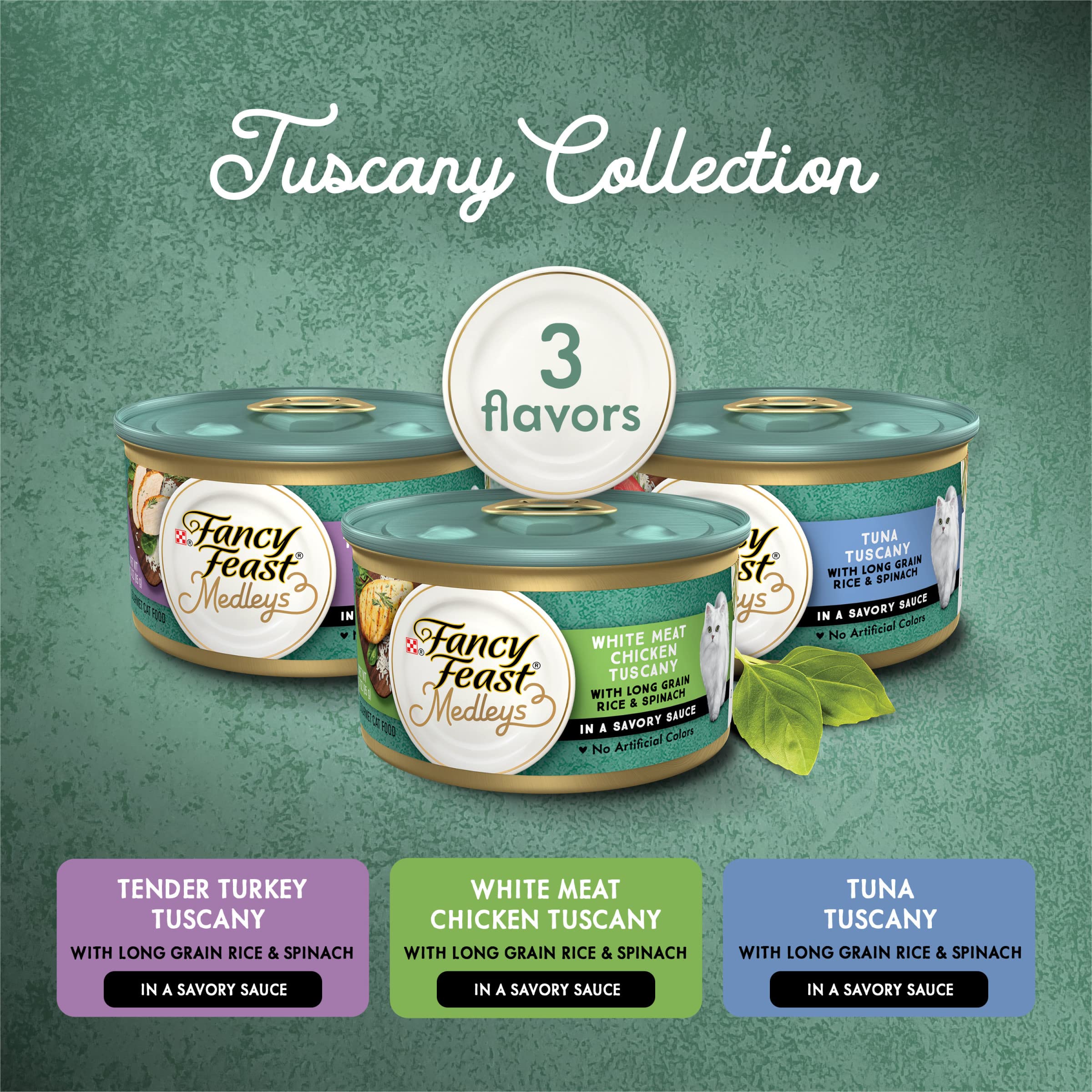 Fancy Feast Medleys Toscane – assiette servie, saveurs variées pour votre chat.