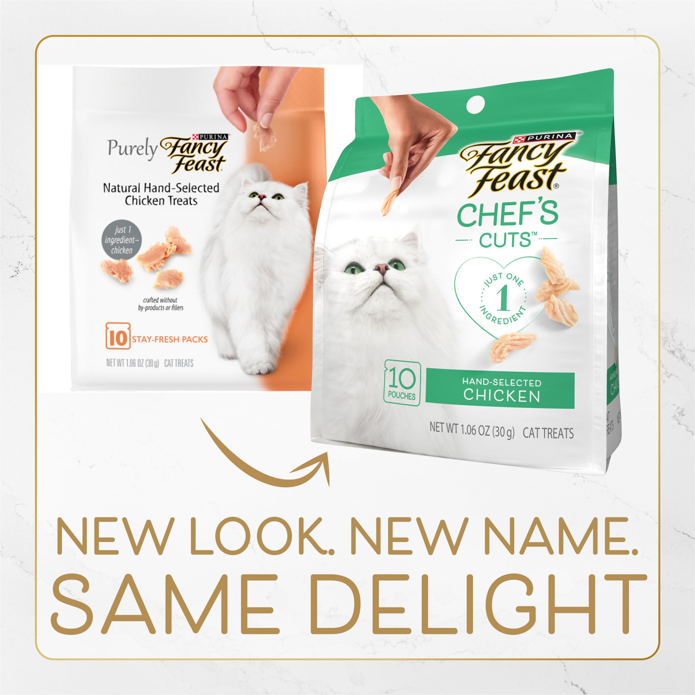 Morceaux de poulet naturel Fancy Feast, cuits au four, texture tendre.