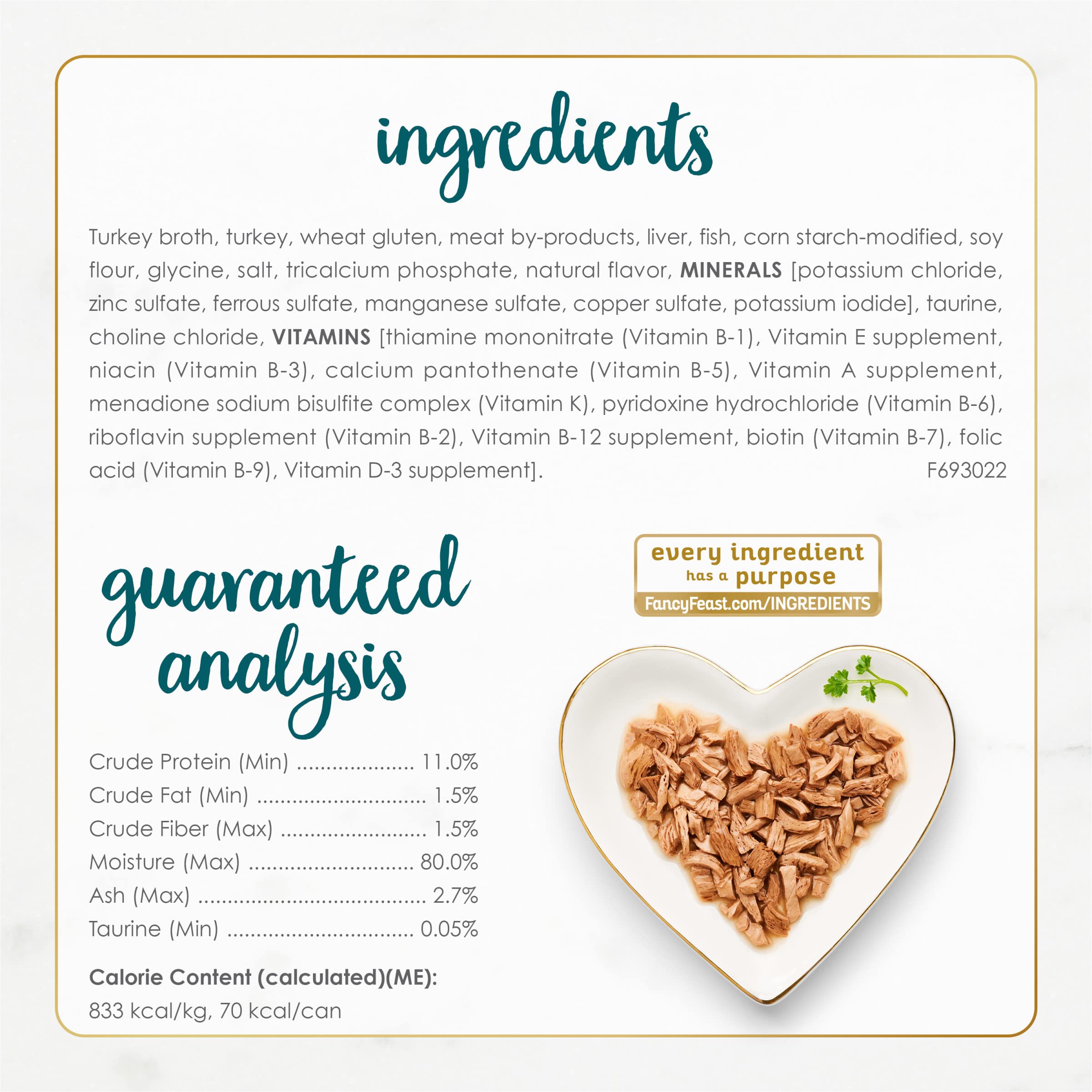 Fancy Feast nutrition 100 pour cent: alimentation complète pour chats adultes.