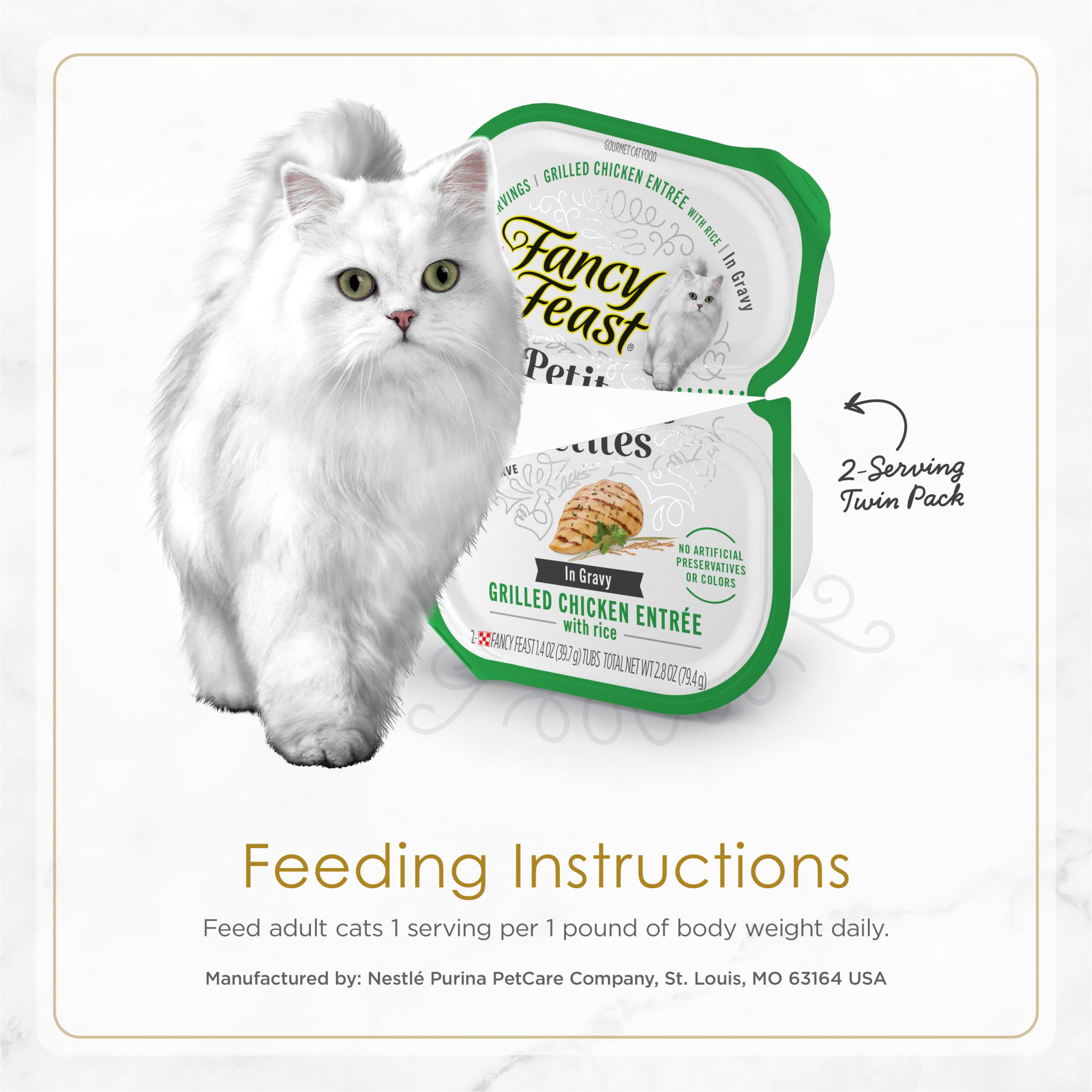 Nutrition complète et équilibrée pour chats adultes avec Fancy Feast.