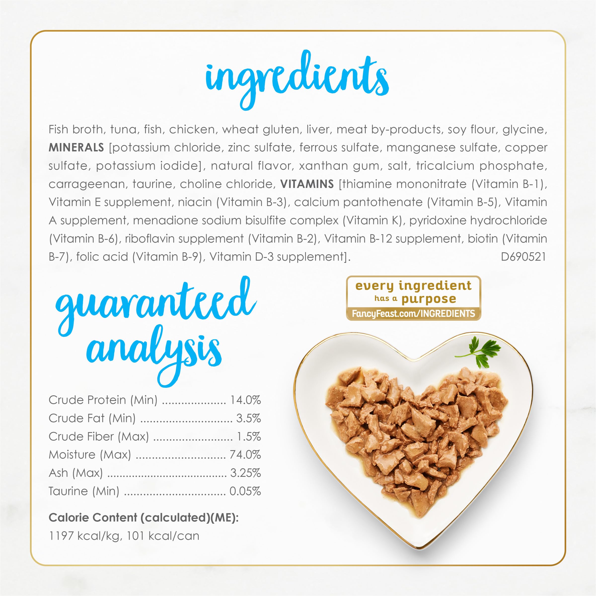 Fancy Feast Profil Nutritionnel – vitamines et minéraux essentiels dans chaque portion.