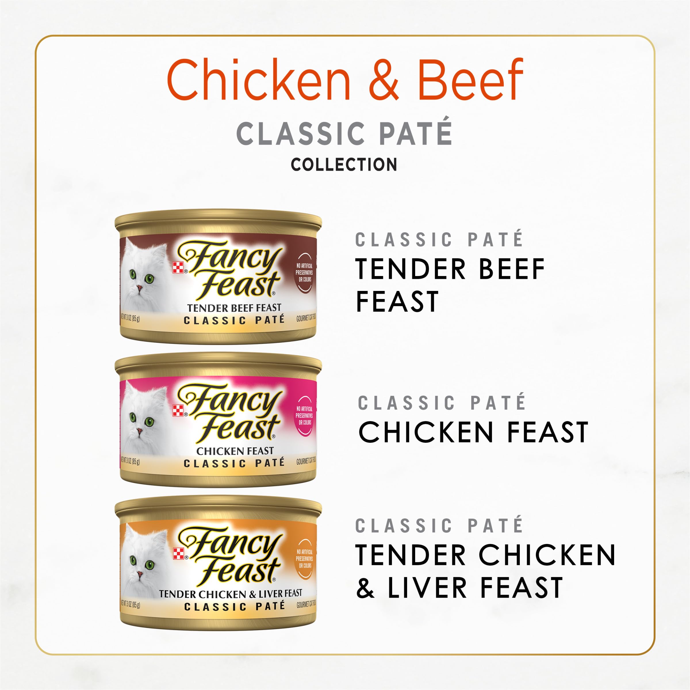 Fancy Feast Pâté chat boeuf 3oz, viande réelle pour goût riche.