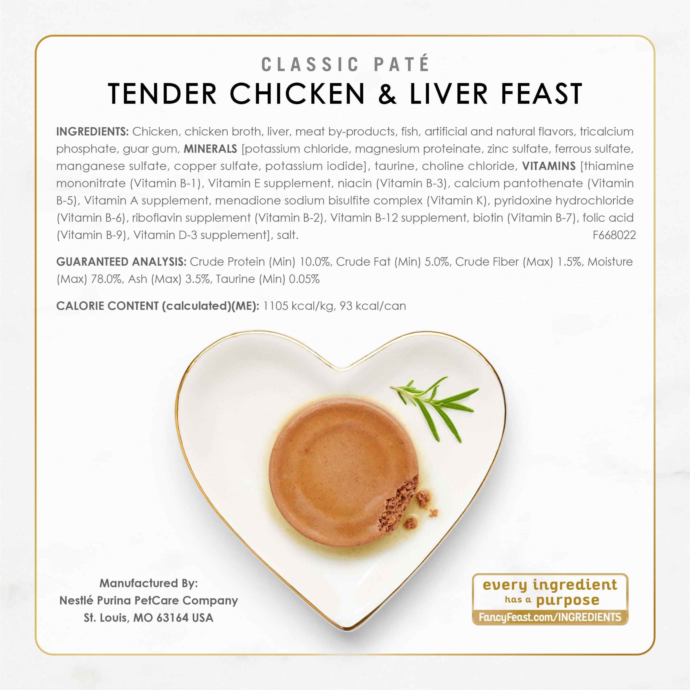 Fancy Feast Pâté chat ingrédients réels et qualité premium.