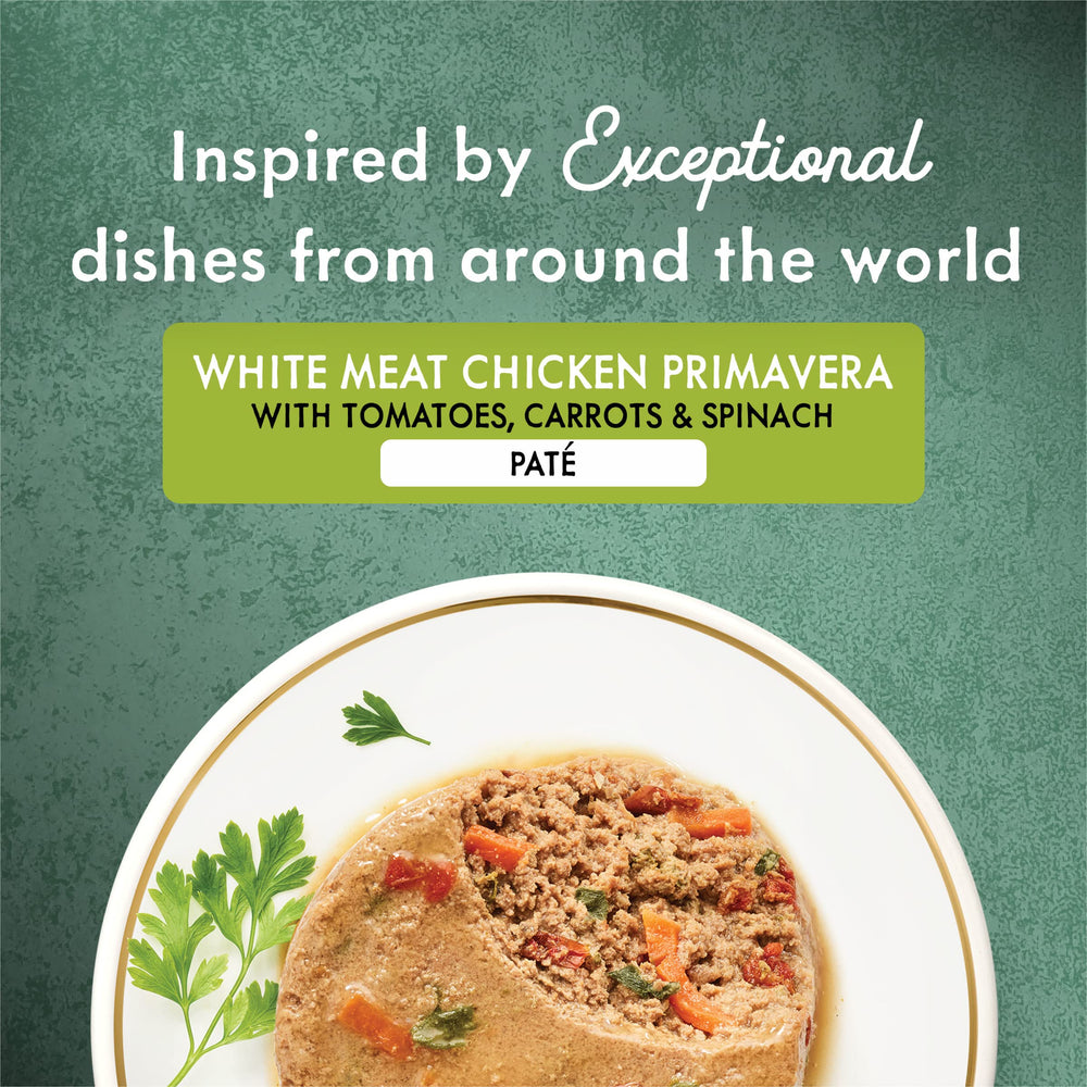 Pâté Fancy Feast Medleys Crémeux Poulet Primavera avec Légumes Frais.