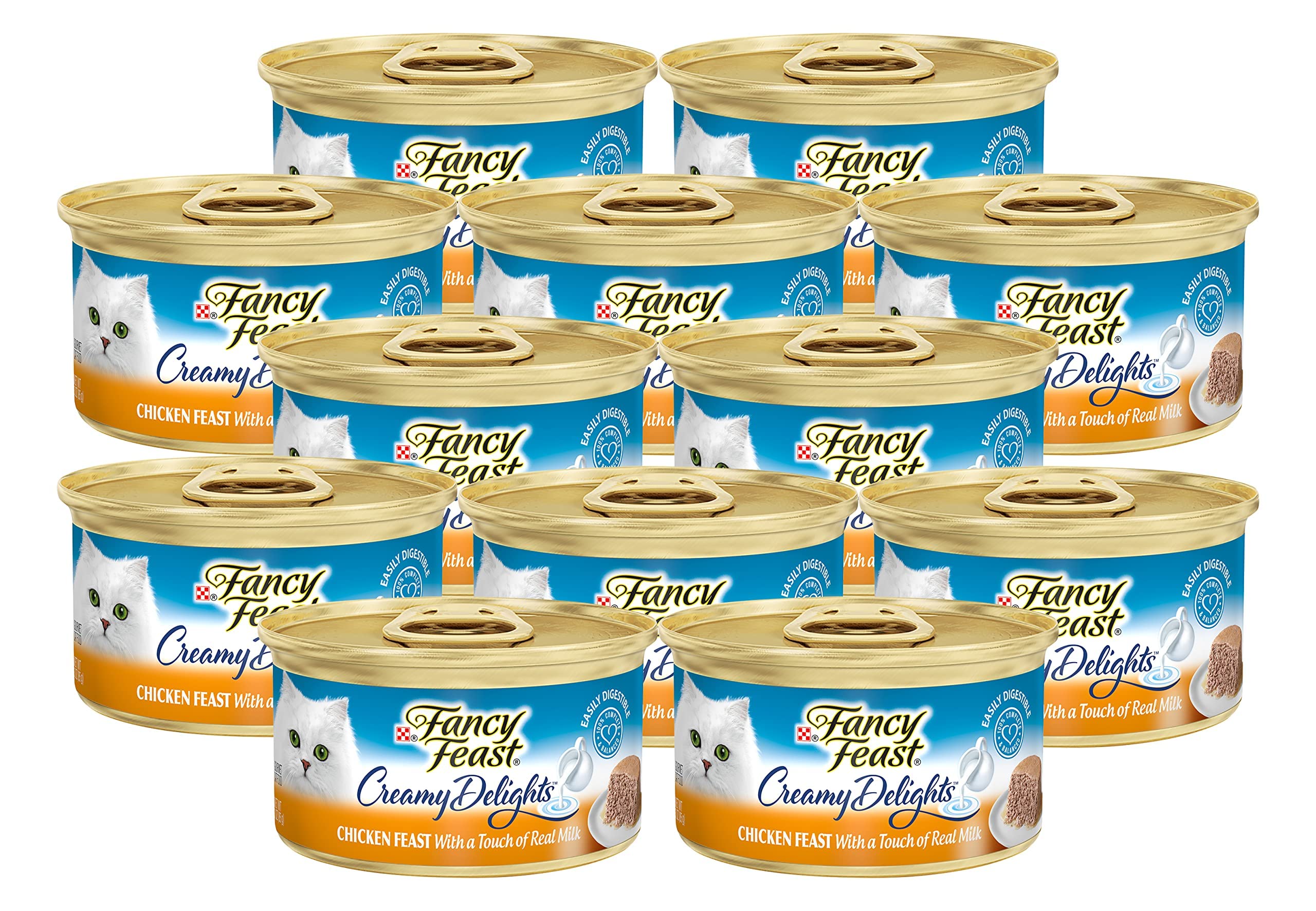 Fancy Feast pâte crèmeuse au poulet, texture gourmande et onctueuse.
