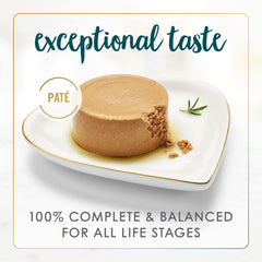 Pâté Fancy Feast Saumon-Crevettes, texture soyeuse idéale pour une dégustation facile.