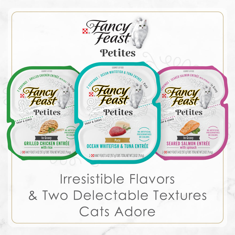 Fancy Feast Petites boeuf réel et carottes visibles dans la sauce.