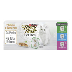 Fancy Feast Petites Gravy, emballage divisé en deux, repas propre.