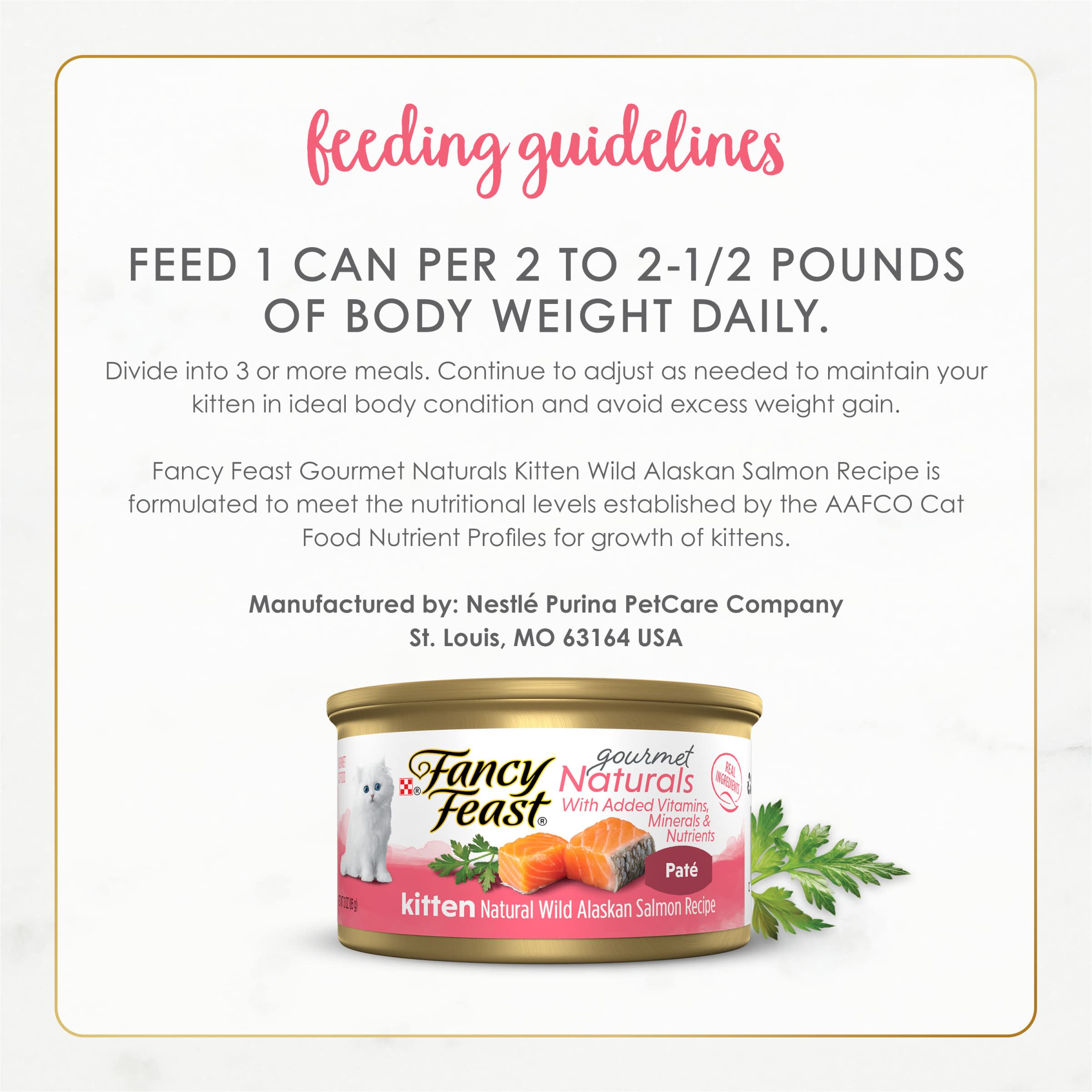 Fancy Feast protéines saumon Alaska, soutien musculaire pour chaton actif.
