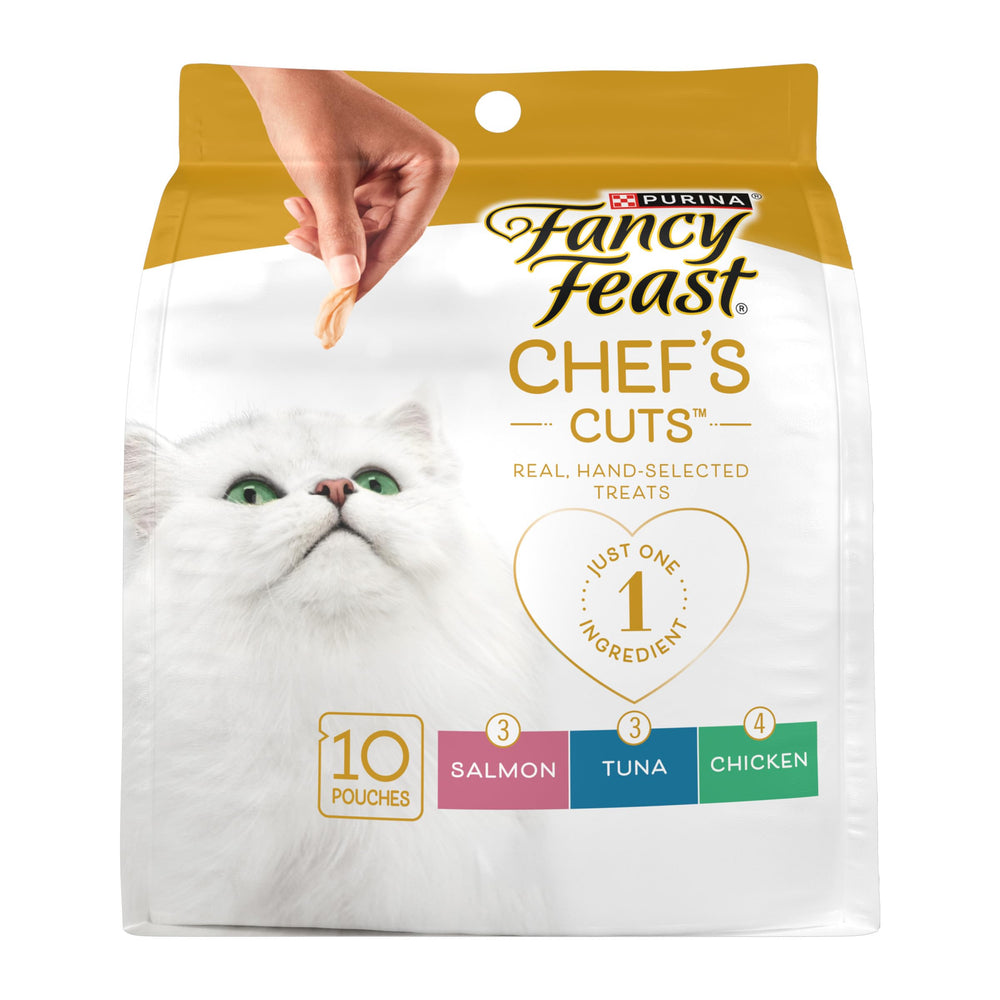 Fancy Feast Purement Naturel – sachets 10 portions prêts à l’emploi, pratique pour récompenser.