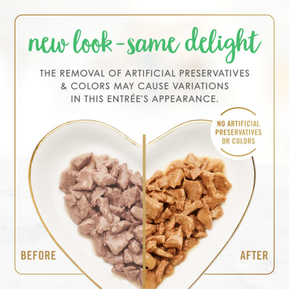Fancy Feast sans colorants artificiels : formule naturelle pour chat heureux.