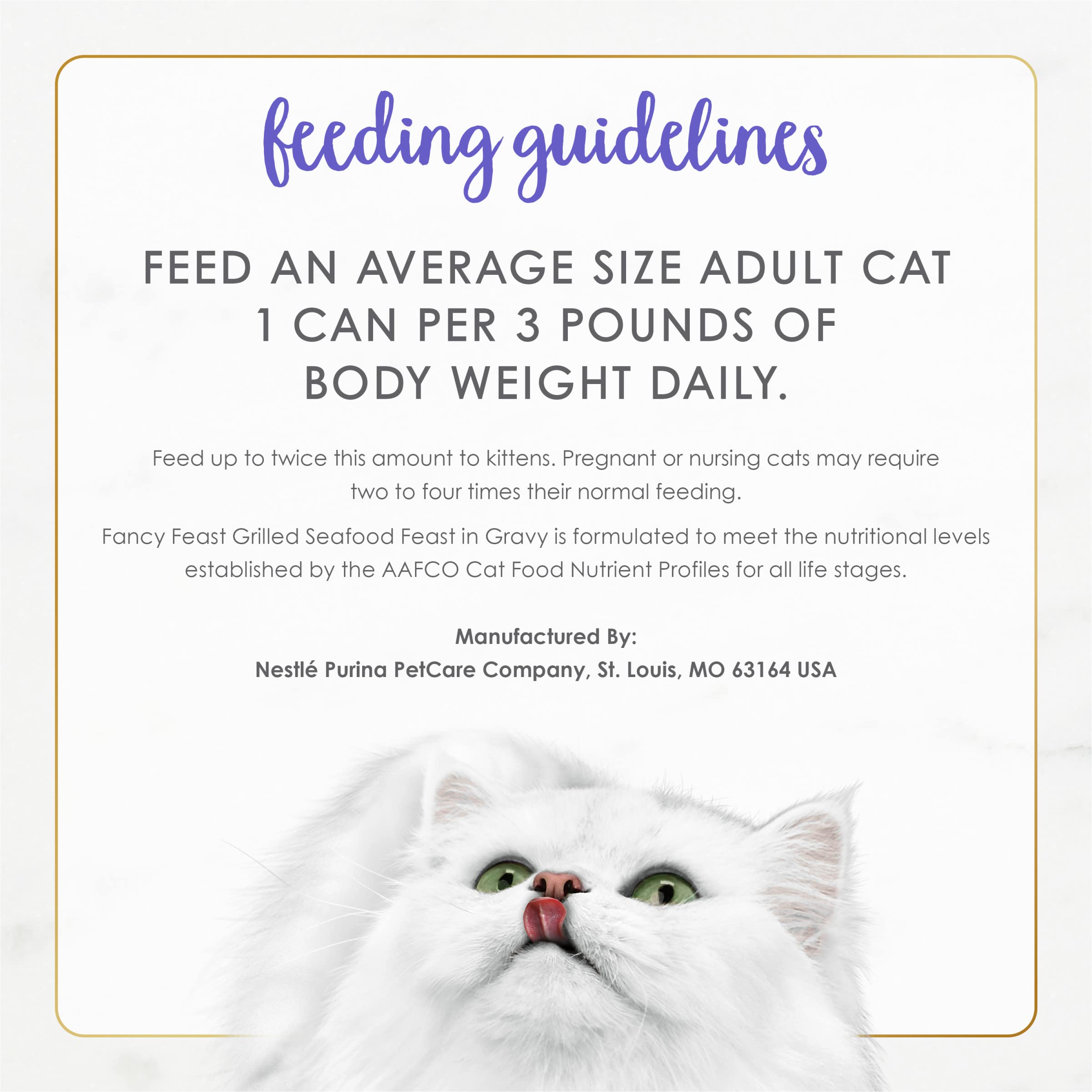 Fancy Feast: recette sans colorants artificiels ni conservateurs pour le repas du chat.