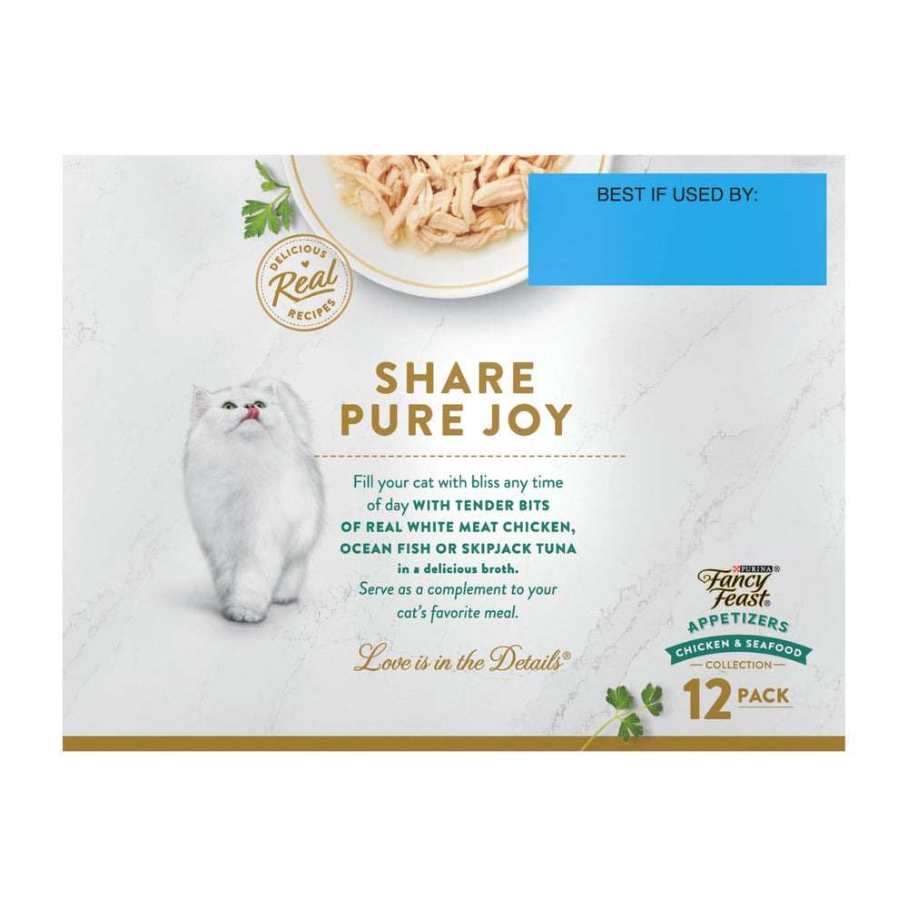 Fancy Feast saveur Blanc de poulet râpé, parfait comme ajout sur croquettes
