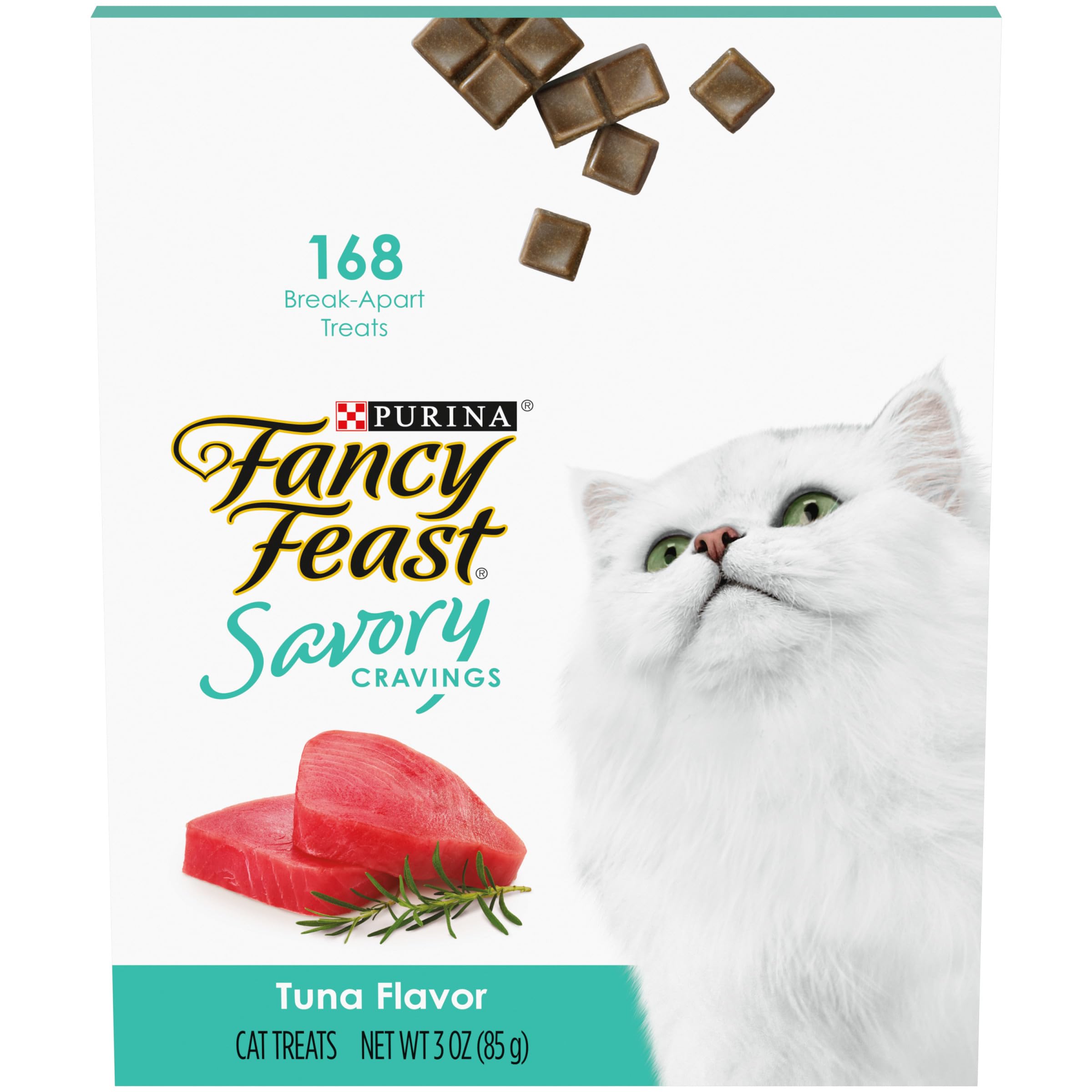 Friandises Fancy Feast Savory Cravings Thon avec emballage pratique pour servir facilement.