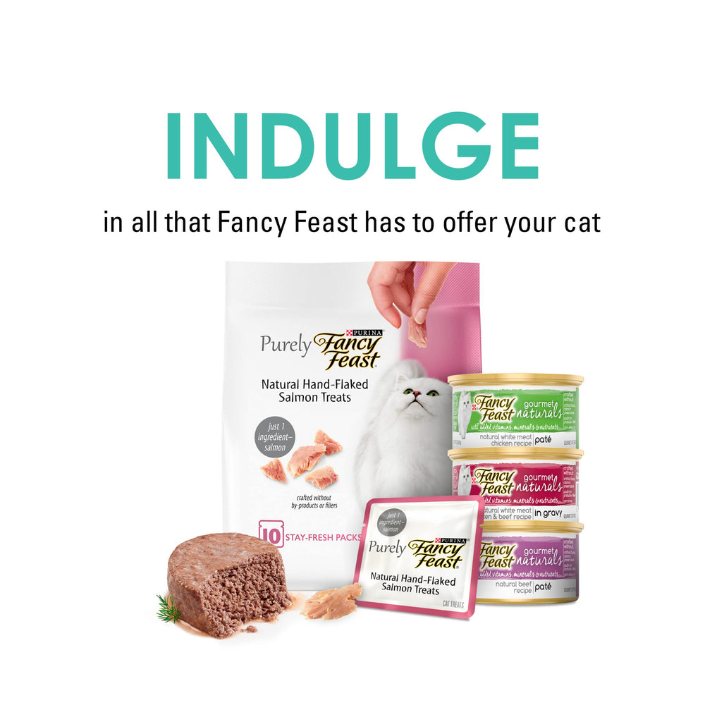 Ingrédients limités de Fancy Feast Savory Cravings Thon sans colorants artificiels.