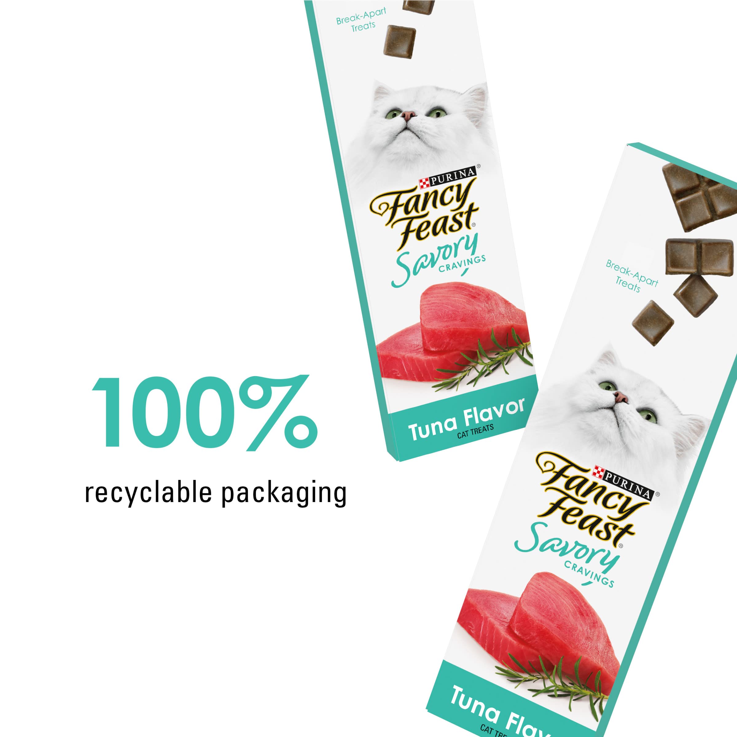 Emballage refermable de Fancy Feast Savory Cravings Thon pour préserver la fraîcheur.
