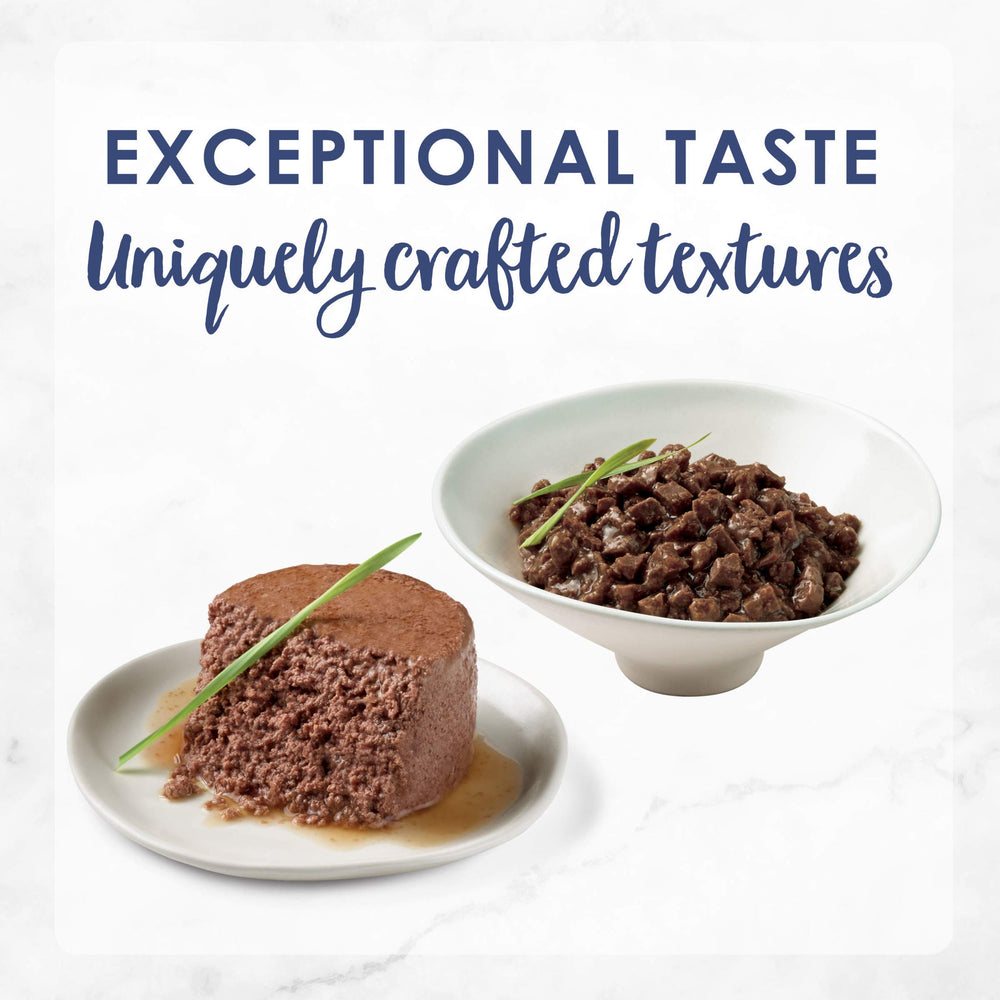 Fancy Feast Senior 7+ boeuf haché, protéines utiles pour les muscles.