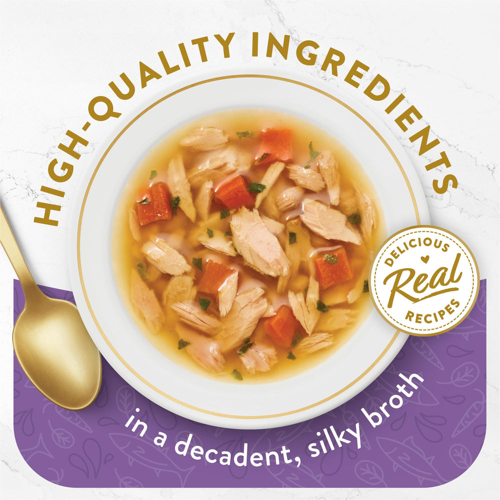 Fancy Feast Senior Broths: morceaux de thon délicats dans une texture lisse.
