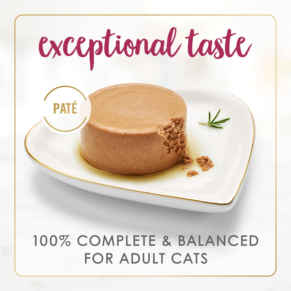 Chat âgé dégustant Fancy Feast Senior Pâté Poulet