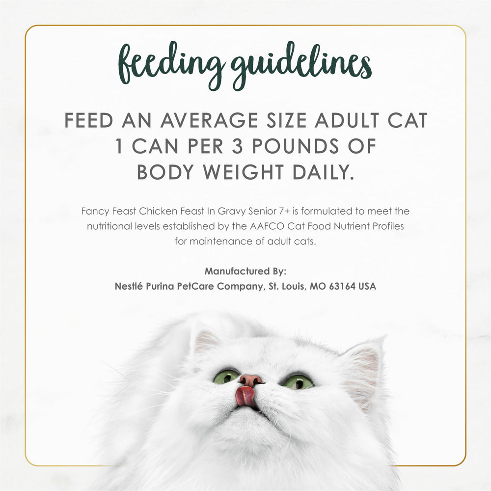 Fancy Feast Senior Poulet en jus Mince: conçu avec des nutritionnistes pour seniors.