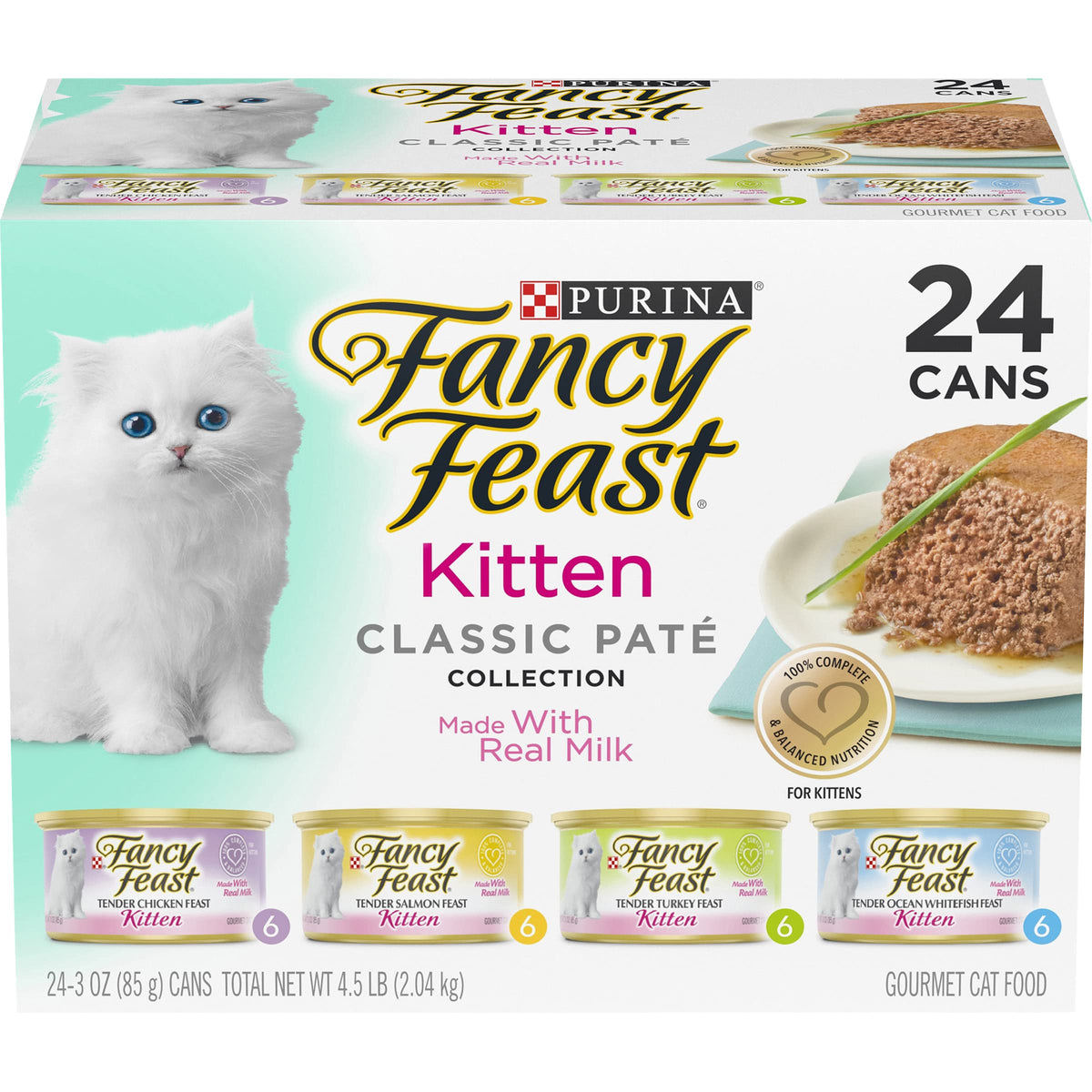 Fancy Feast Tender océan poisson blanc, paté lisse idéal pour chatons