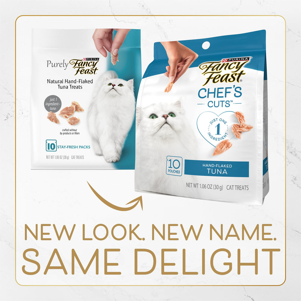 Fancy Feast thon tranches à la vapeur, texture équilibrée pour le plaisir du chat.